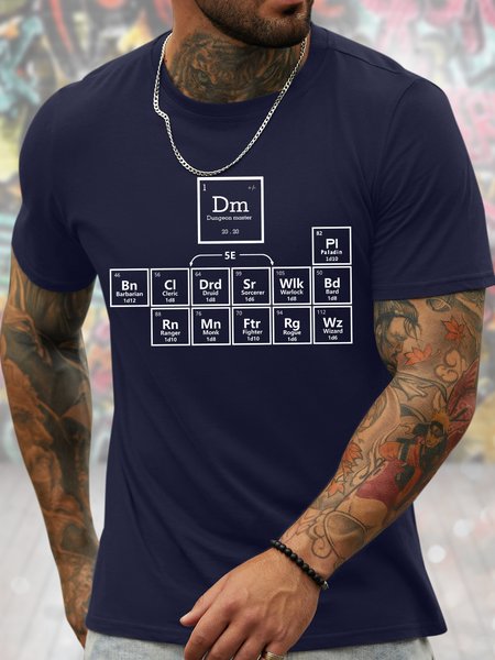 

Men's Periodic Table Of The Elements Funny Graphic Printing Cotton Text Letters Casual Loose T-Shirt, Purplish blue, T-shirts