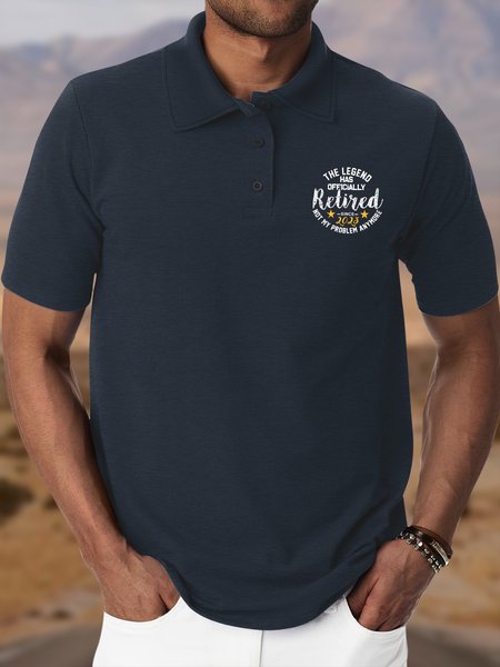 

Men’s The Legend Has Officially Retired Since 2023 Not My Problem Anymore Regular Fit Casual Polo Collar Polo Shirt, Deep blue, T-shirts