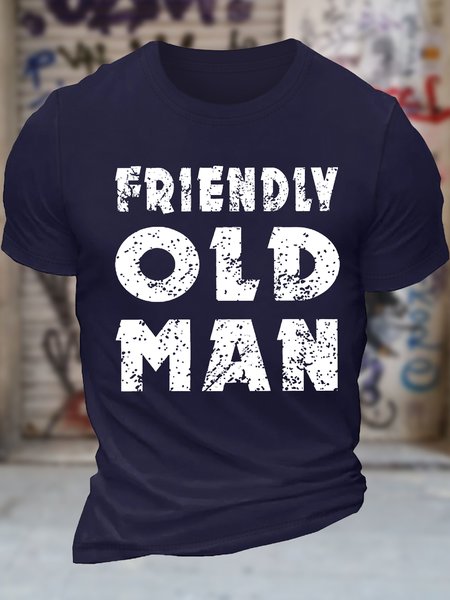 

Women's Friendly Old Man Funny Graphic Printing Text Letters Casual Cotton T-Shirt, Purplish blue, T-shirts