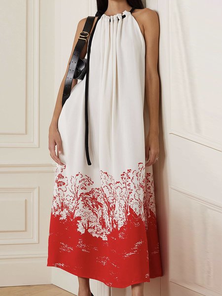 

Plants Vacation Loose Dress With No, White, Maxi Dresses