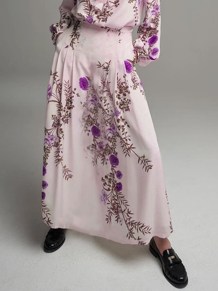 

Elegant Floral Regular Fit Daily Skirt, Pink, Skirts