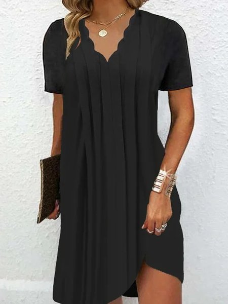 

Casual Loose V Neck Jersey Dress, Black, Dresses
