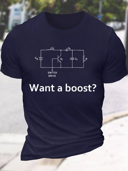 

Men's What A Boost Funny Electrician Graphic Printing Text Letters Crew Neck Casual Cotton T-Shirt, Purplish blue, T-shirts