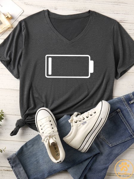 

Women's Funny No Power Matching V Neck T-Shirt, Gray, T-shirts