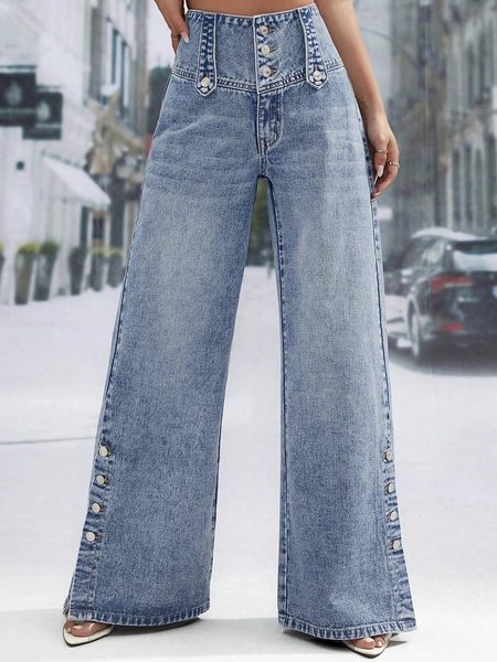 

Plain Regular Fit Urban Denim Jeans, Blue, Jeans