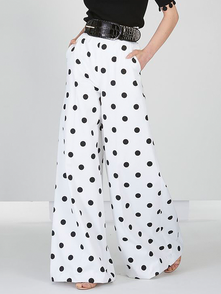 

Loose Urban Fashion Long Pants Wide leg pants, White, Pants