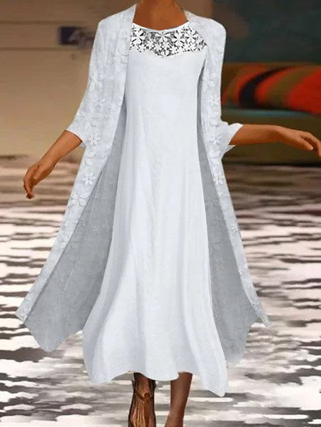 

Casual V Neck Plain Two-Piece Set, White, Suit Set