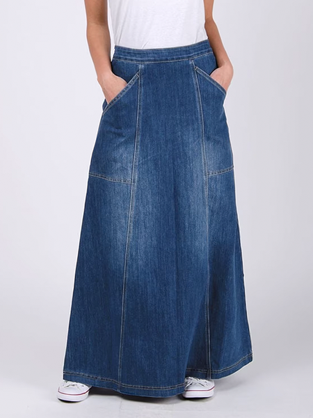 

Loose Lightweight Urban Denim Maxi Skirt, Denim blue, Denim Skirts