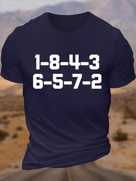 Men's Car Guy 1-8-4-3 6-5-7-2 Funny Graphic Printing Text Letters Loose Casual Cotton T-Shirt, Purplish blue, T-shirts