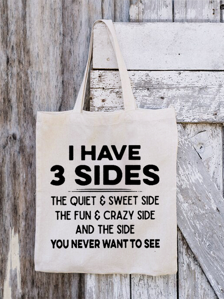 

Women's I Have 3 Sides Print 16Oz Canvas Shopping Tote, White, Bags