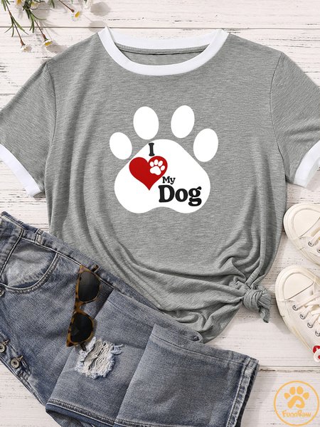 

Women's I Love My Dog Matching T-Shirt, Gray, T-shirts