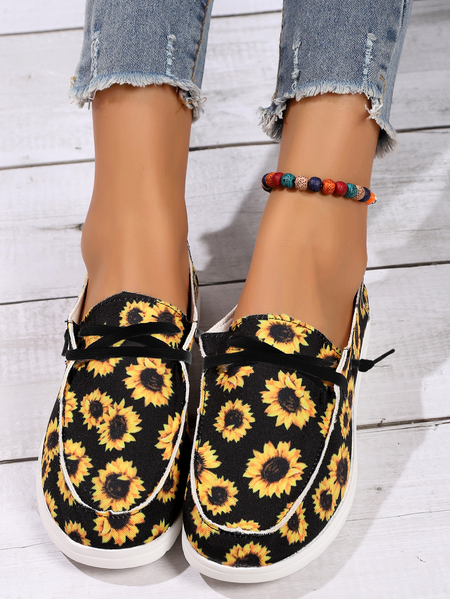 

Women's Sunflower Pattern Loafers Comfortable & Lightweight Ladies Shoes, As picture, Sneakers