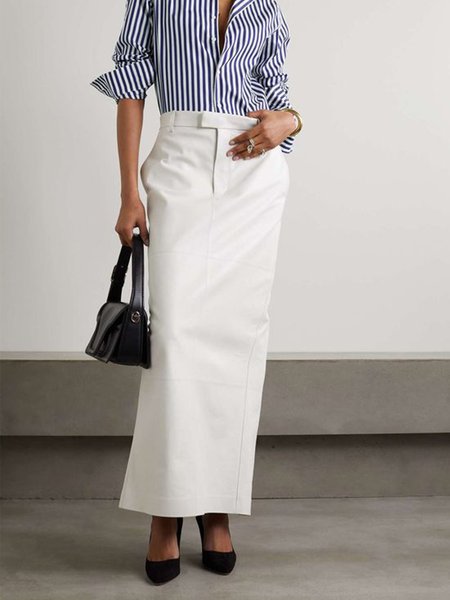 

Plain Regular Fit Urban No Elasticity Skirt, White, Skirts