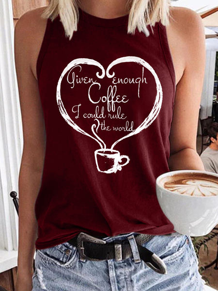 

Women's With Enough Caffeine I Can Rule The World Casual Tank Top, Red, Tank Tops