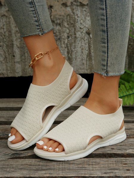 

Colorful Triangle Graphic Flyweave Sports Sandals, Beige, Sandals