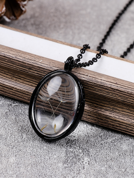 

Casual Dandelion Transparent Crystal Necklace Urban Vacation Women Jewelry, Black, Necklaces