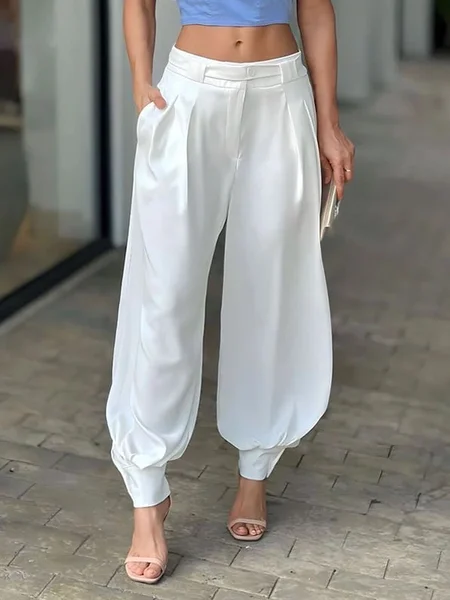 

Loose Lightweight Urban Fashion Long Pants Cargo pants, White, Pants