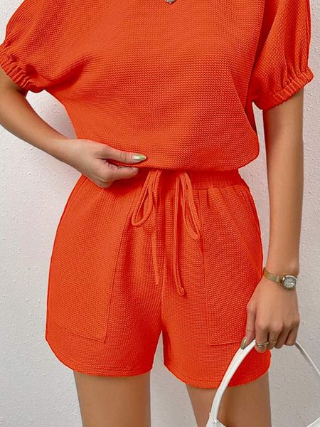 

Daily Regular Fit Plain Casual Shorts, Orange, Shorts
