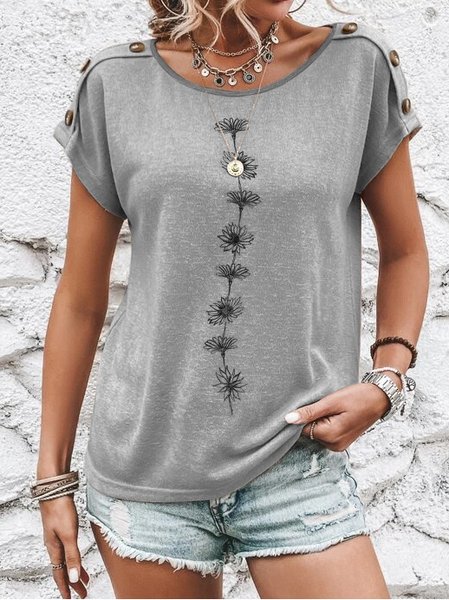 

Casual Floral Knitted Shirt, Light gray, Shirts & Blouses