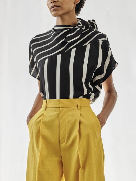 

Striped Urban Loose Regular Size Shirt, Black, Blouses and Shirts