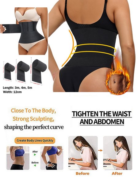 

Waist Velcro Sports Yoga Fitness Elastic Abdominal Belt Body Shaping, Black, Shapewear