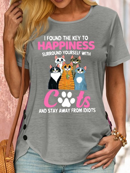

Women‘s I found the key to happiness, surround yourself with dogs and stay away from idiots T-Shirt, Gray, T-shirts