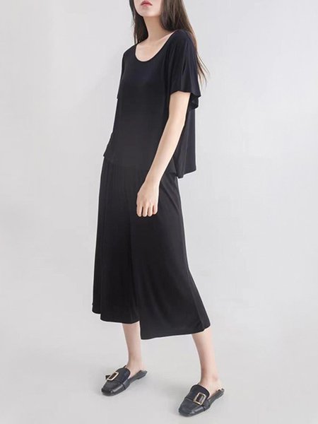 

Breathable Comfortable Casual Homewear Set, Black, Loungewear & Sleepwear