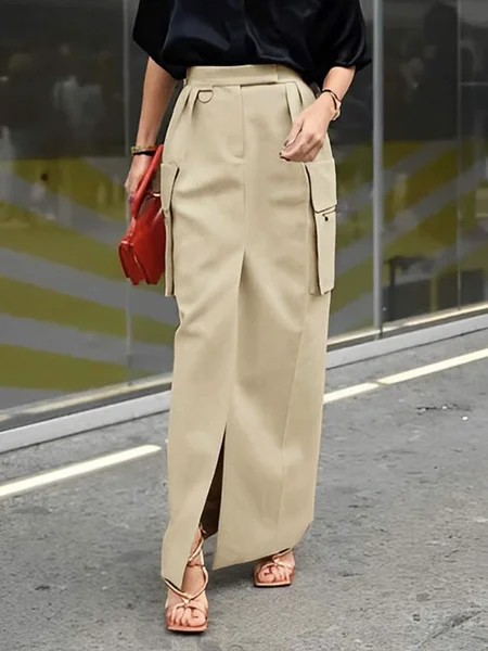 

Regular Size Regular Fit Plain Urban Skirt, Khaki, Skirts