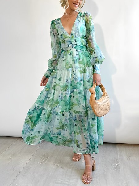 

Floral Vacation Regular Fit Midi Dress With No Belt, Multicolor, Midi Dresses