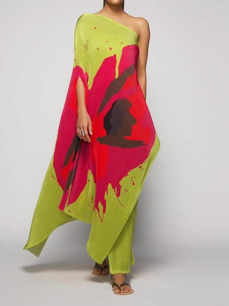 

Wedding Guest One Shoulder Elegant Regular Fit Dress, Yellow, Maxi Dresses