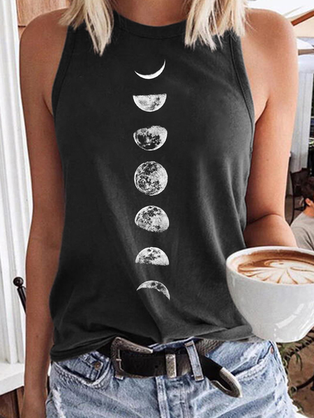 

Women's Moon Casual Tank Top, Deep gray, Tank Tops