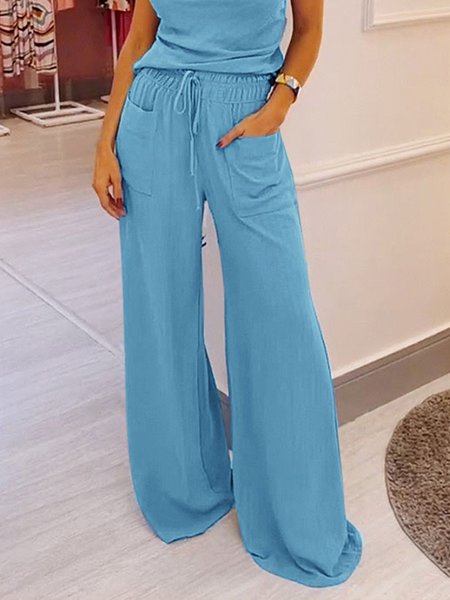 

Long Regular Fit Casual Plain Fashion Pants, Blue, Pants