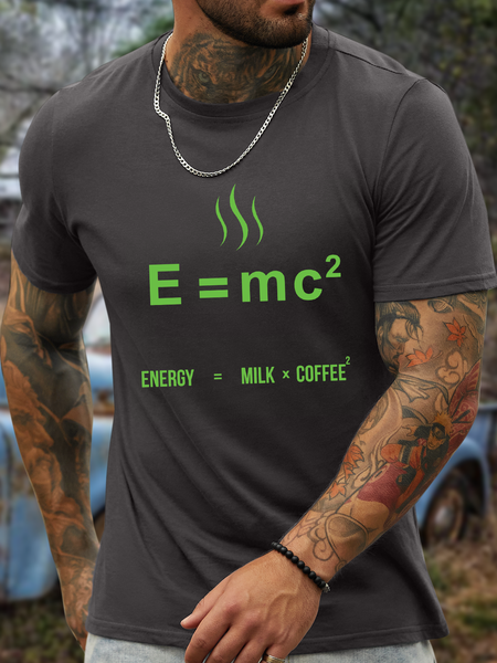 

Men's Funny Life Equation Coffee Cotton T-Shirt, Deep gray, T-shirts