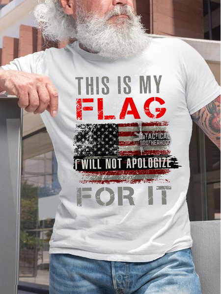 

Men's This Is My Flag Casual T-Shirt, White, T-shirts