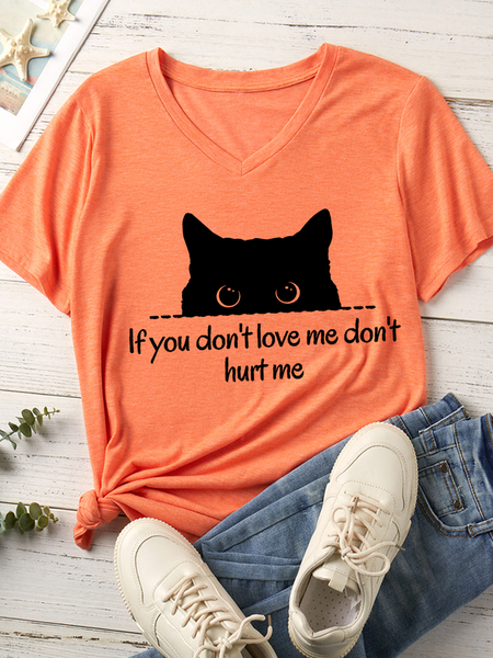 

Women's If You Don'T Love Me Don'T Hurt Me Cotton-Blend Black Cat T-Shirt, Orange, T-shirts