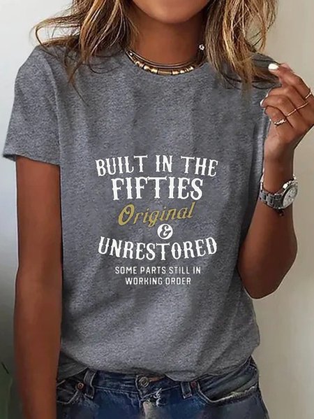 

Plus Size Loose Jersey Casual Crew Neck T-Shirt, Gray, T-Shirts
