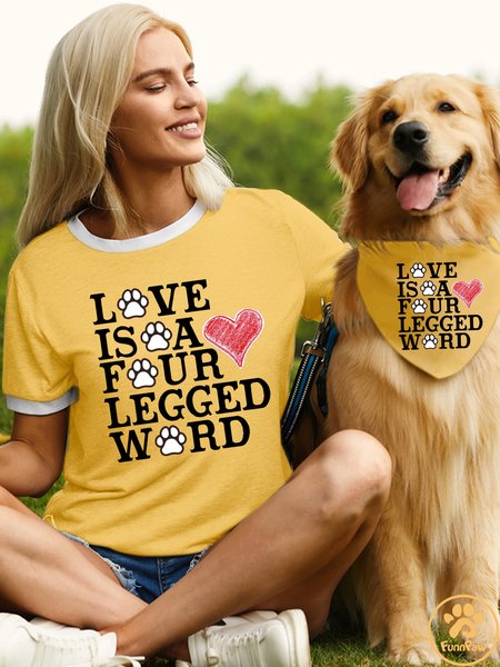 

Women's Love Is A Four Legged Word Matching T-Shirt, Yellow, T-shirts