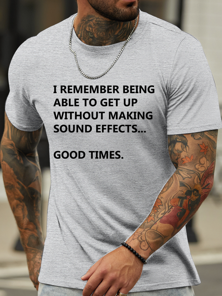 

Lilicloth X Hynek Rajtr I Remember Being Able To Get Up Without Making Sound Effects Good Times Men’s Cotton Casual T-Shirt, Light gray, T-shirts