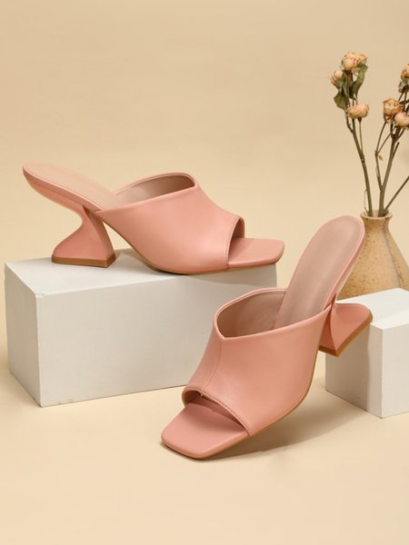 

Fashion Peep Toe Shaped Heel Mule Sandals, Pink, Heels