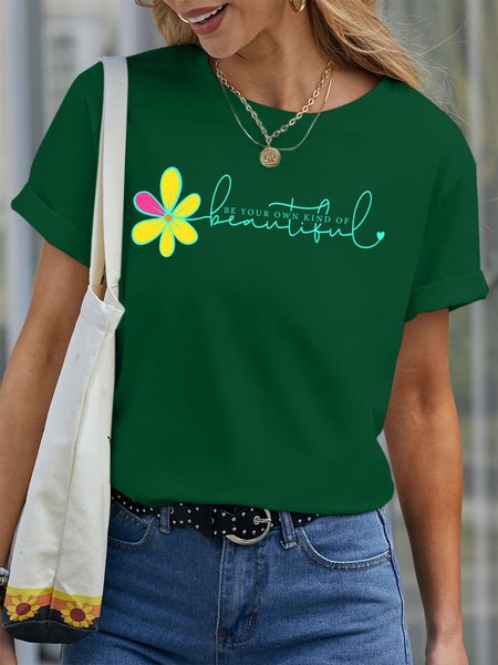 

Lilicloth X Paula Be Your Own Kind Of Beautiful Women’s Cotton Casual T-Shirt, Green, T-shirts
