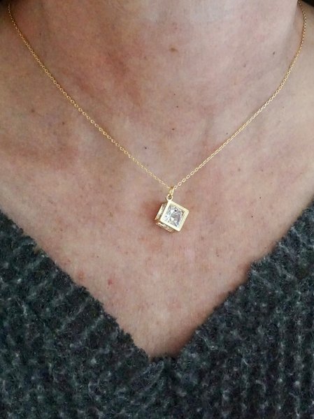 

Urban Casual Natural Zircon Geometric Pendant Necklace Daily Women's Jewelry, Golden, Necklaces