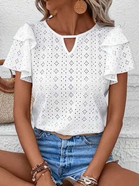 

Casual Crew Neck Loose Shirt, White, Shirts & Blouses