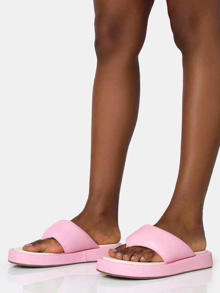 

Solid Color Optional Casual Platform Flip Flops, Pink, Sandals