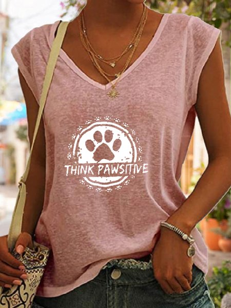 

Women's Think Pawsitive Dog Lovers Casual Tank Top, Pink, Tank Tops