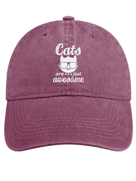 

Women’s Cats Are Just Awesome Adjustable Denim Hat, Wine red, Women's Hats