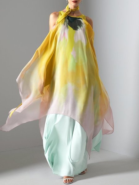 

Crew Neck Abstract Vacation Two-Piece Set, As picture, Two-piece Set