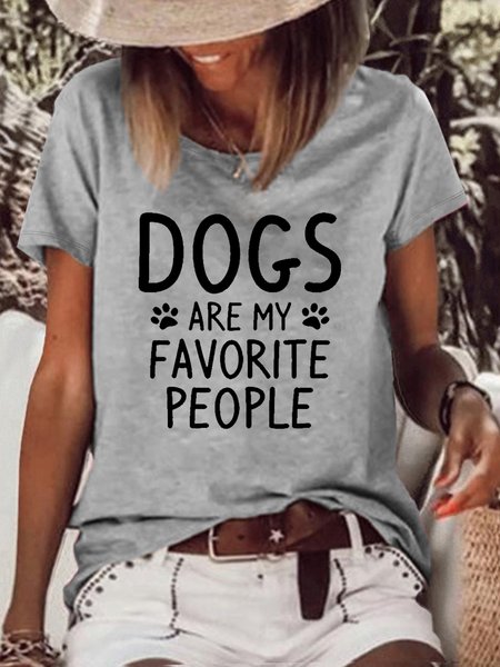 

Women's Dogs Are My Favorite People Casual T-Shirt, Gray, T-shirts