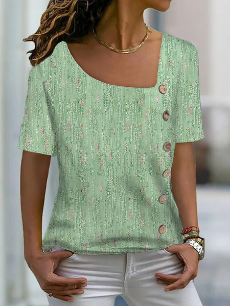 

Buckle Casual Abstract Jersey Regular Sleeve Shirt, Green, Blouses