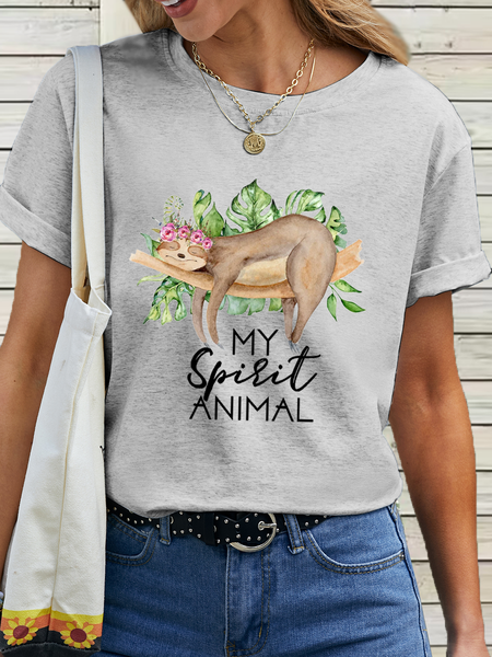 

Women's Funny Cotton My Spirit Animal Simple T-Shirt, Light gray, T-shirts