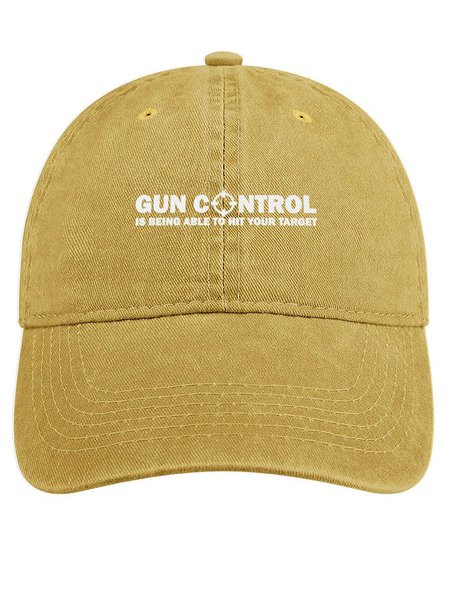 

Mens Cotton Gun Control Hit Your Target Funny Adjustable Denim Hat, Yellow, Men's Hats